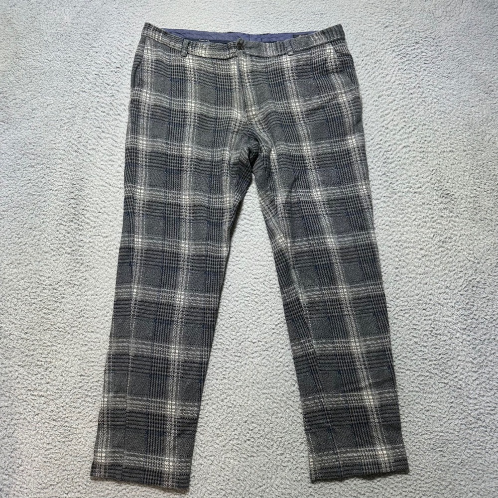 Scotch Soda Men's Plaid Wool Blend Trousers Dress Pants W32 L27 Grey Black